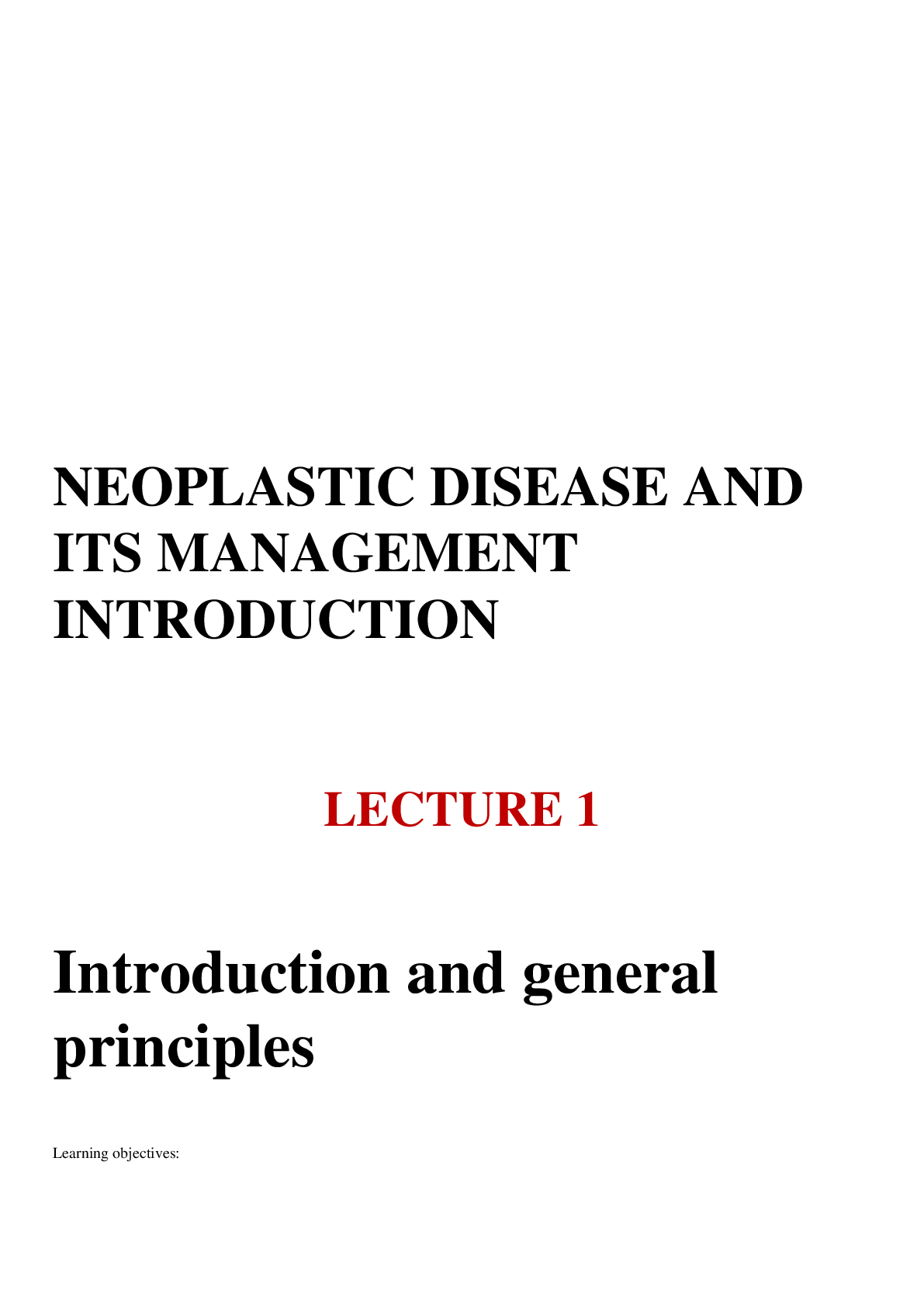 Preview image for NEOPLASTIC DISEASE AND ITS MANAGEMENT INTRODUCTION